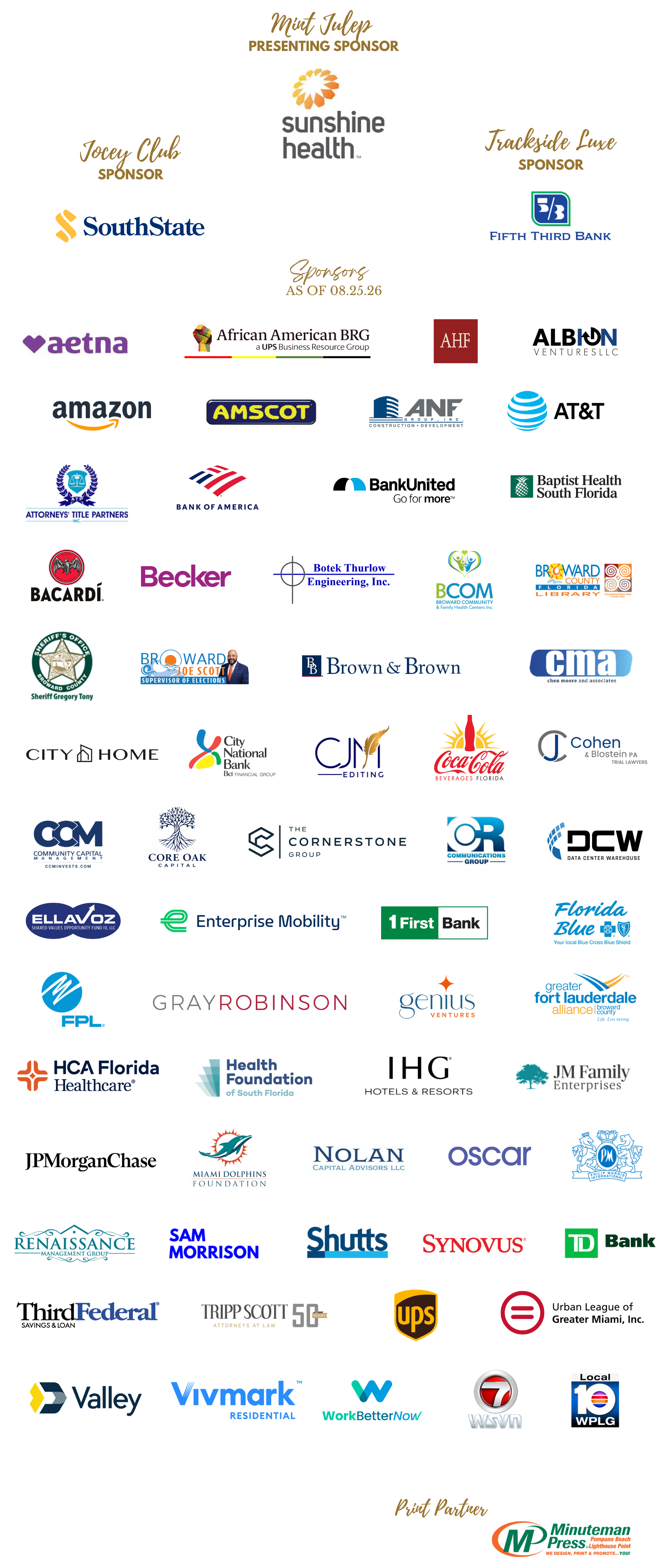 Sponsors as of 8/25/2026